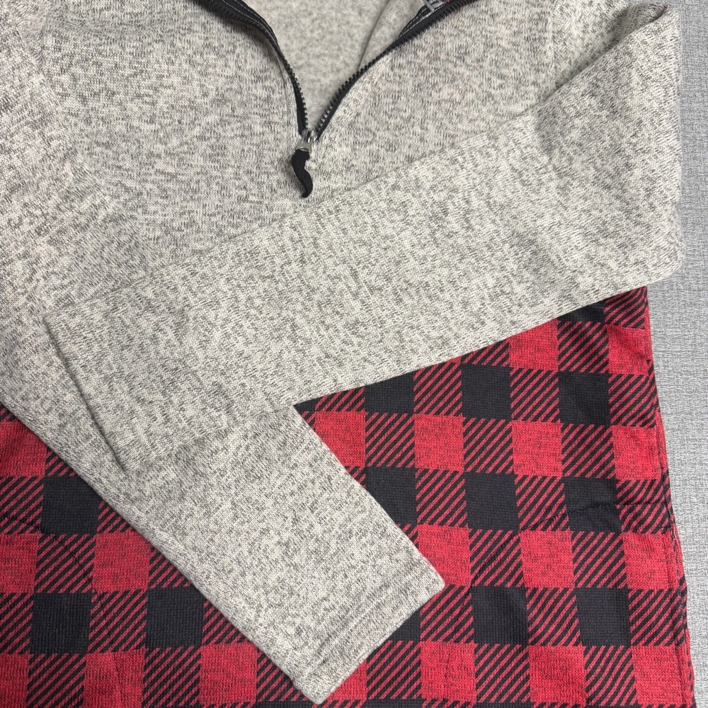 Simply Southern Red Buffalo Plaid Quarter Zip Pullover - Picture 2 of 8